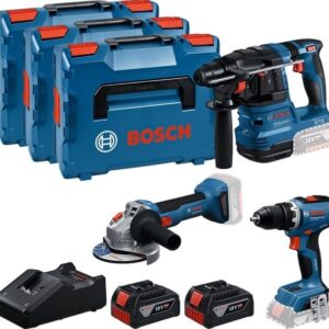 Bosch Blauw Accutoolkit 3 Toolkit 18V (2x GBA 18V 5.0Ah, lader GAL 18V-40, GSR 18V-65, GBH 18V-22, GWS 18V-8)