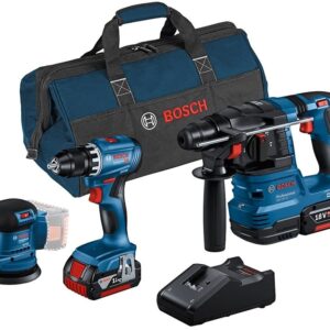 Bosch Blauw | Combopack | GSB 18V-45 + GBH 18V-22 + GEX 185-LI | 18V | 2 x 4.0Ah + lader