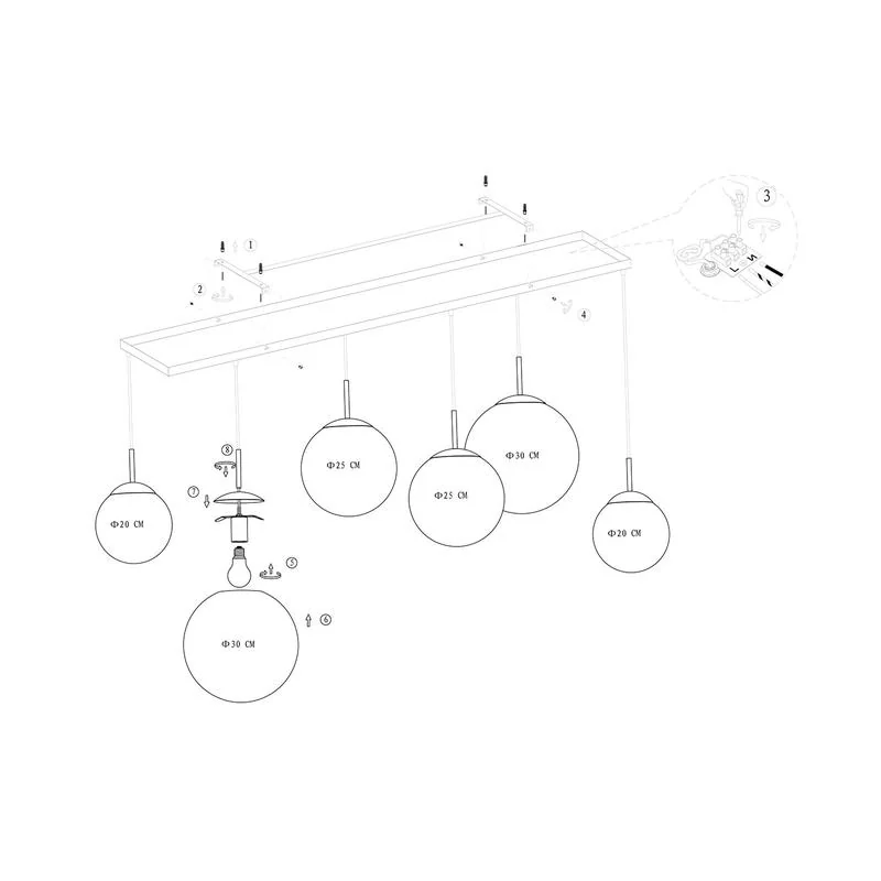 Maya 6-lichts Hanglamp Smoke - Afbeelding 7