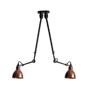302 Dubbel Plafondlamp Zwart/Raw Koper - Lampe Gras