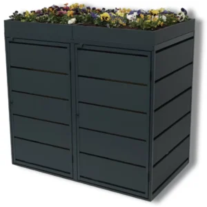 Green Plant Grey Ombouw – GPG2 – 2 Afvalcontainers – Antracietgrijs – Metaal – 240 liter – Groendak