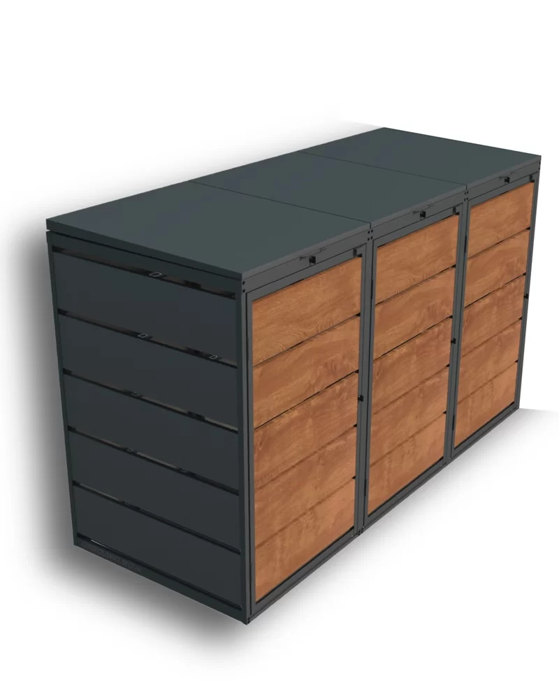 Kuba Store Ombouw antraciet met Eiken Hout | 3 Containers - Afbeelding 3