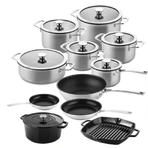 DUCQ Downdraft pannenset - 17 delig - met glazen deksels