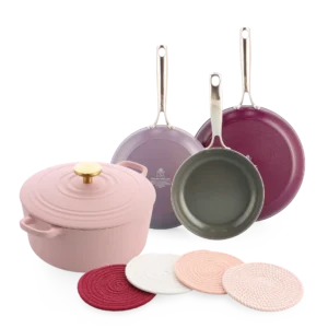 BK Sky Violet + Bourgogne Pink + onderzetters Pink Ribbon